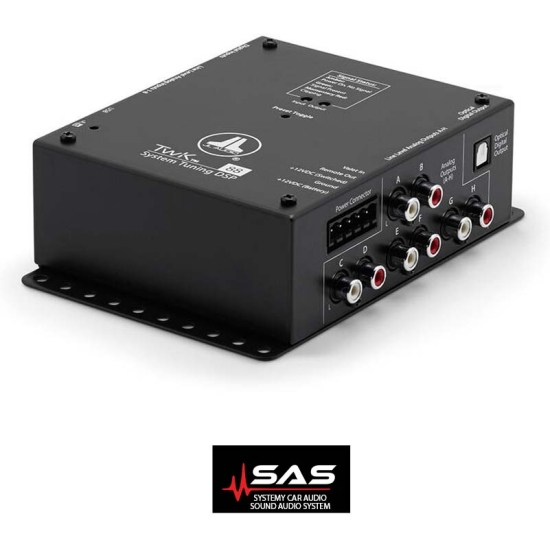 JL AUDIO TwK-88 Procesor DSP System Tuning DSP z 8-kan. wejścia stereo RCA / 2 wejścia cyfrowe (optyczne i koncentryczne) / 8-kan. wyjścia stereo RCA